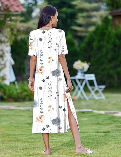 Zeagoo Women Floral Summer Dress Casual Beach Dress Printed T Shirt Dress Split Long Dress Travel 2025 Vacation Dress - Image 5