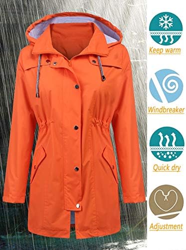 LOMON Raincoat Women Waterproof Long Hooded Trench Coats Lined Windbreaker Travel Jacket S-XXL - Image 2
