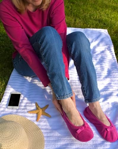 isotoner Women's Diamond Microterry Gemma Ballerina Slippers-Suede Sole with Memory Foam Comfort, Machine Washable - Image 3