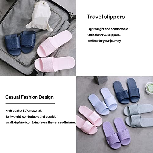 Anmerl Travel Slippers for Women and Men, Portable Foldable Slippers with Cotton Storage Bag, Soft Comfy Non-Slip Quick Dry House Bathroom Shower Shoes Spa Gym Swimming Beach Sandals - Image 2