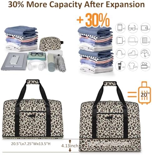 Expandable Travel Duffle Bags Weekender Overnight Bags for Women Men Hospital Bag for Women Labor Delivery with Toiletry Bag Waterproof - Image 3