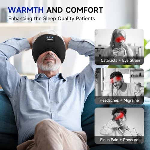 TOPOINT Sleep Mask Headphones Bluetooth Wireless 5.4, Breathable Cotton Eye Mask for Sleeping Side Sleepers Travel Music Headsets with Microphone Handsfree Men Women - Image 7