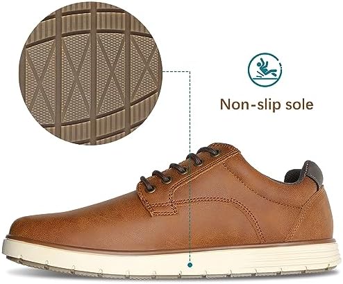 Men's Casual Dress Sneakers Lace Up Formal Oxfords Dress Shoes for Men Slip-on Comfortable Brown Shoes for Bussiness/Travel/Work - Image 4