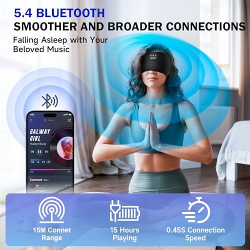TOPOINT Sleep Mask Headphones Bluetooth Wireless 5.4, Breathable Cotton Eye Mask for Sleeping Side Sleepers Travel Music Headsets with Microphone Handsfree Men Women - Image 6