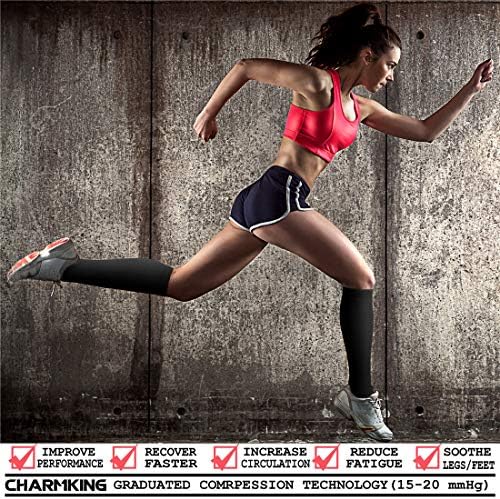 CHARMKING Compression Socks for Women & Men Circulation (3 Pairs) 15-20 mmHg is Best Support for Athletic Running Cycling - Image 2