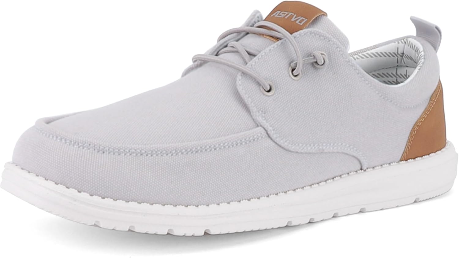 ASITVO Mens Wide Canvas Loafers Slip on Big Size Walking Shoes Width Toe Box Casual Dress Shoes