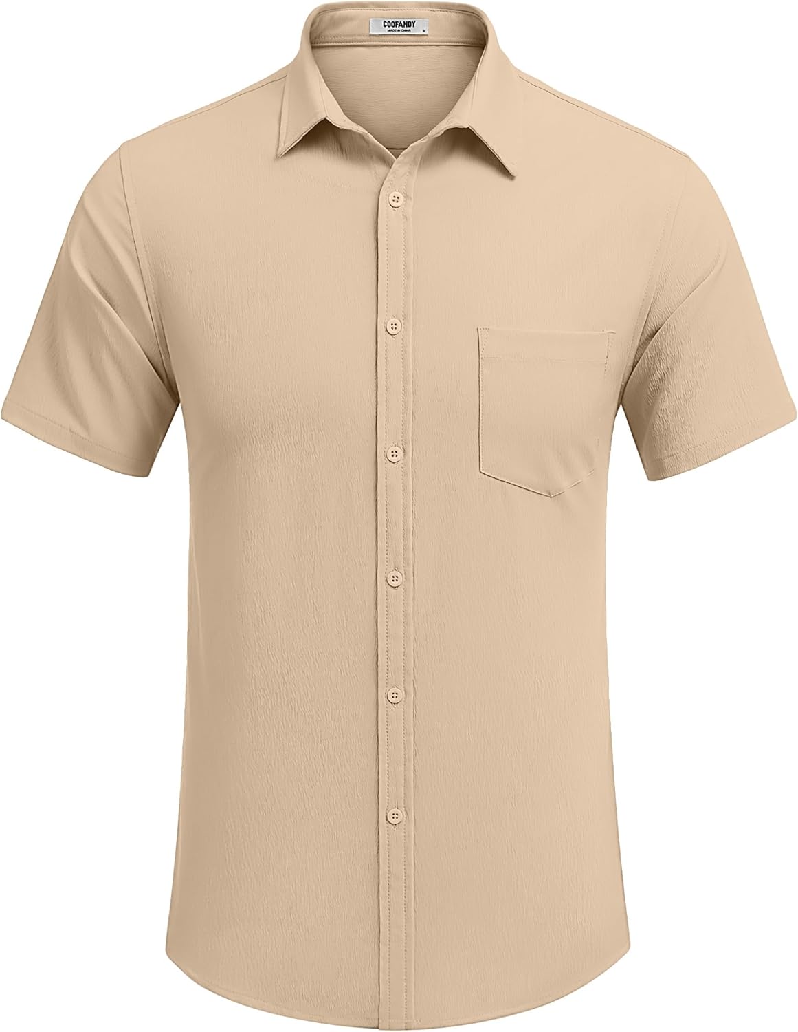 COOFANDY Men's Casual Summer Beach Wrinkle Free Shirts Short Sleeve Button Down Lightweight Untucked Textured Shirt - Image 5