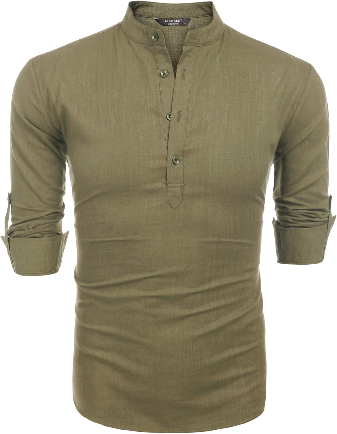 COOFANDY Men's Cotton Linen Henley T-Shirts Long Sleeve Hippie Casual Beach T-Shirts - Image 6
