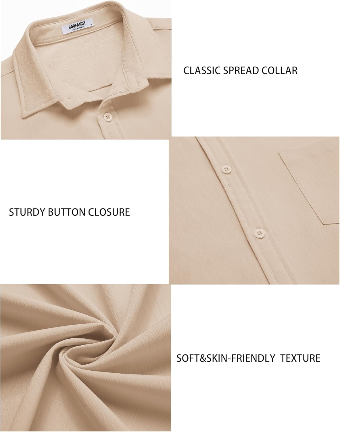 COOFANDY Men's Casual Summer Beach Wrinkle Free Shirts Short Sleeve Button Down Lightweight Untucked Textured Shirt - Image 4
