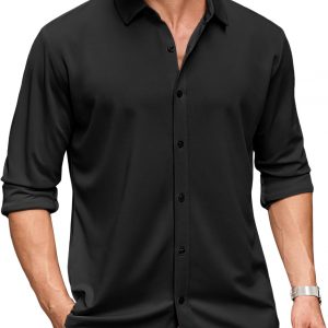 COOFANDY Men's Long Sleeve Dress Shirt Casual Button Down Shirts Wrinkle Free Untucked Shirt
