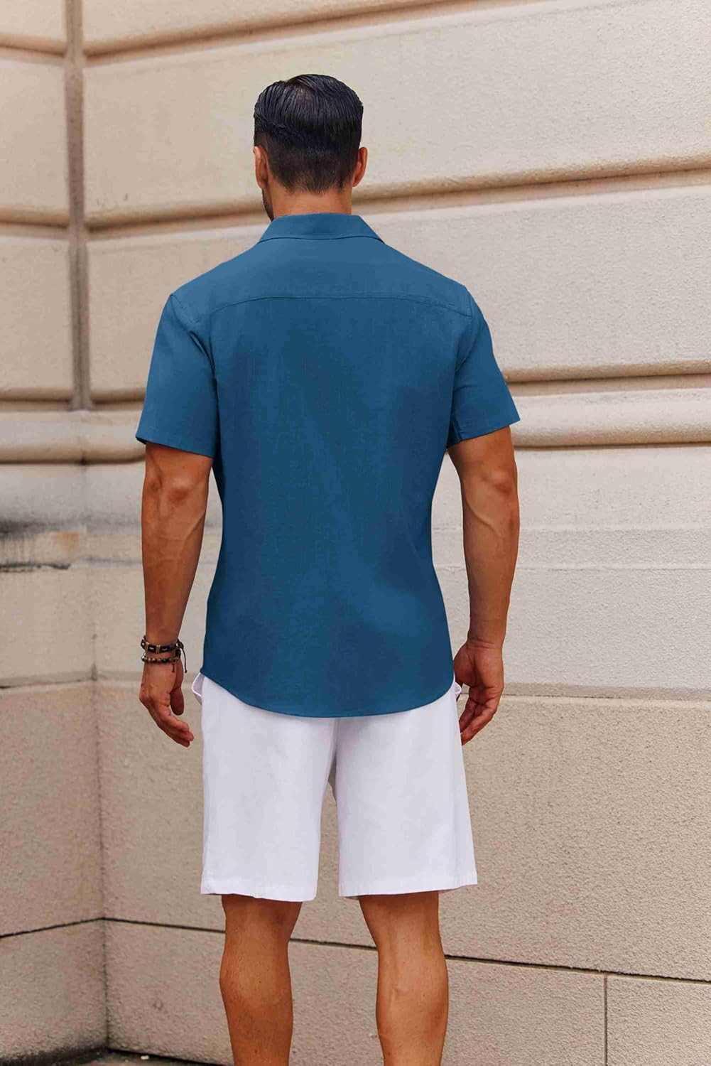 COOFANDY Men's Button Down Short Sleeve Shirt Casual Cotton Summer Beach Wedding Shirts with Pocket - Image 3