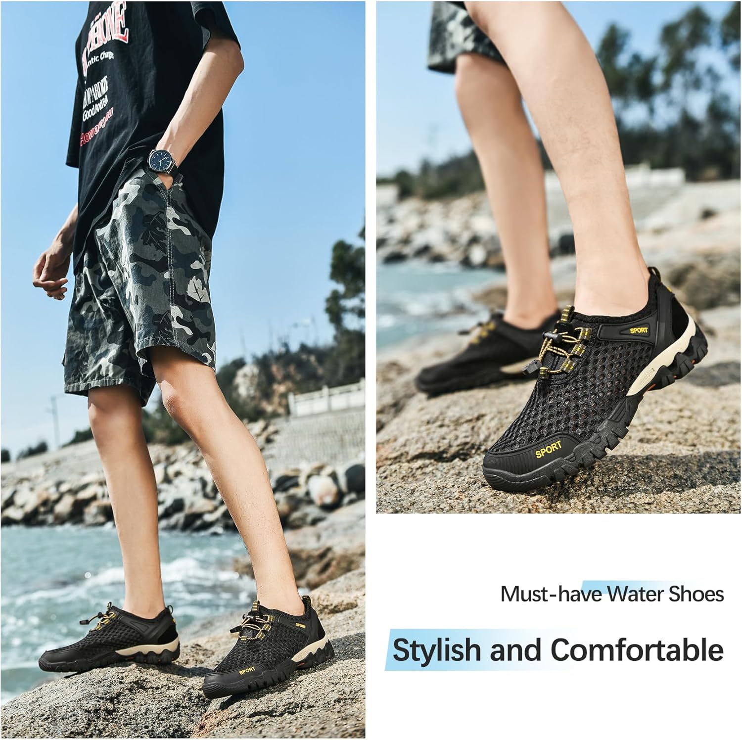 Water Shoes Men Quick Drying Outdoor Hiking Barefoot Boat Footwear Aqua Shoes for Water Sport Waders Diving Hiking Sailing Travel Beach Wading Swimming Fishing Kayaking - Image 6