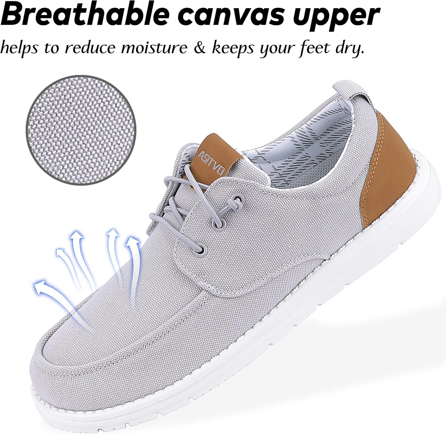 ASITVO Mens Wide Canvas Loafers Slip on Big Size Walking Shoes Width Toe Box Casual Dress Shoes - Image 2