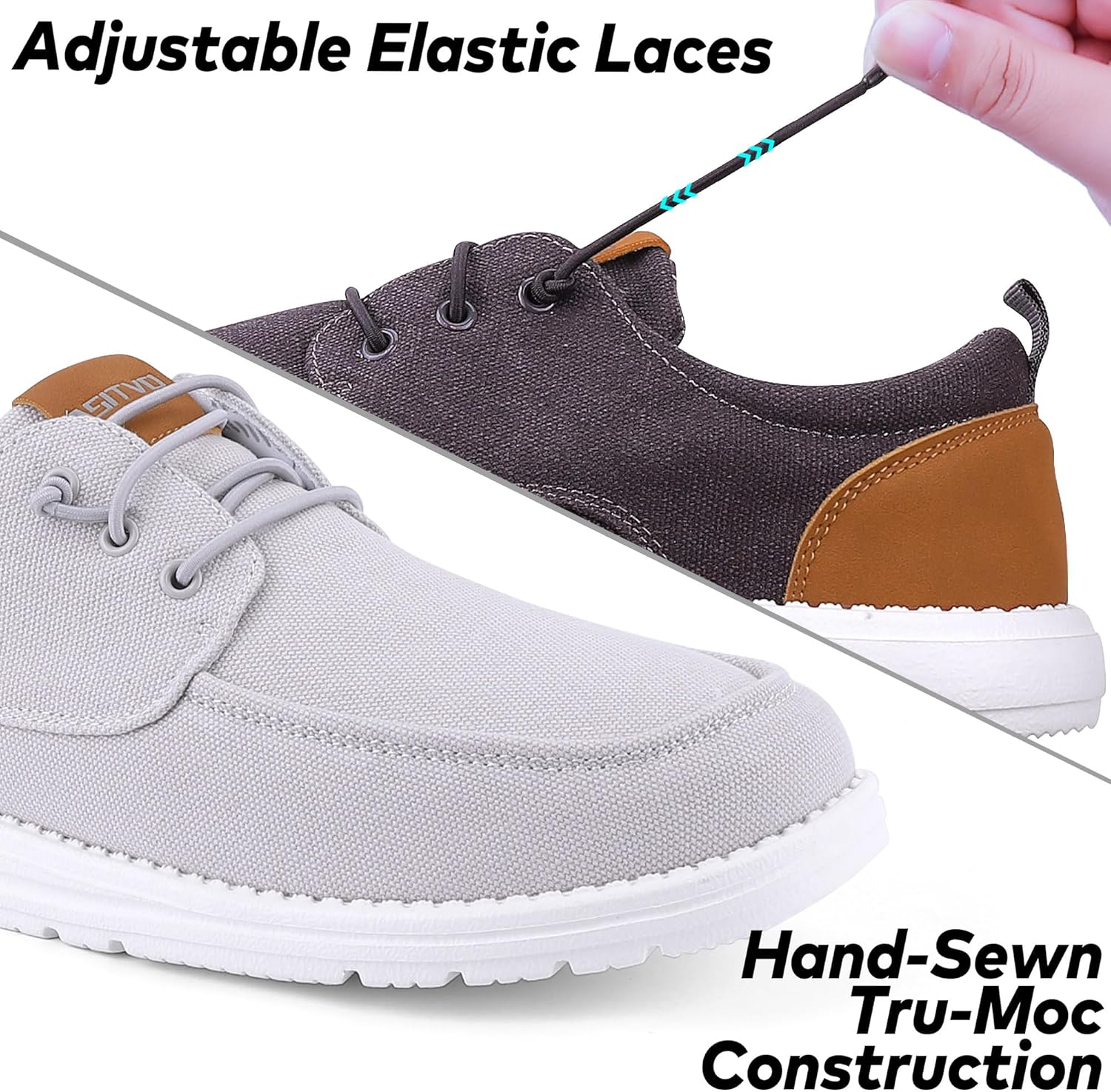 ASITVO Mens Wide Canvas Loafers Slip on Big Size Walking Shoes Width Toe Box Casual Dress Shoes - Image 5