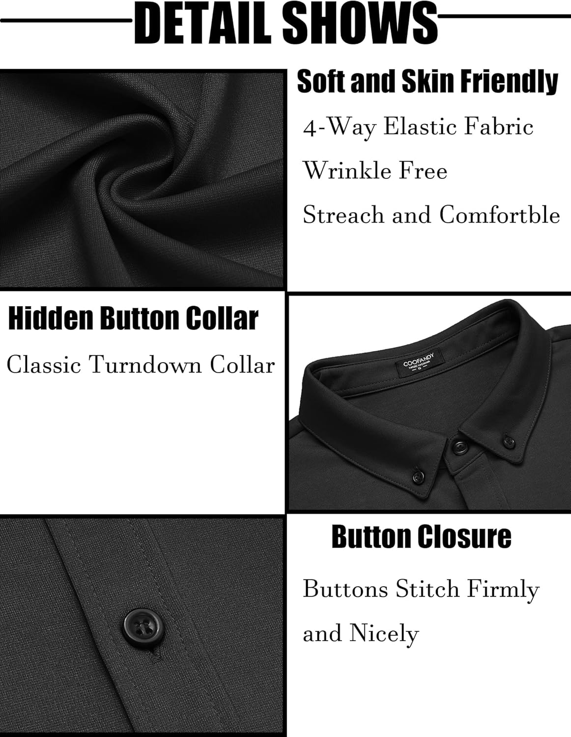 COOFANDY Men's Long Sleeve Dress Shirt Casual Button Down Shirts Wrinkle Free Untucked Shirt - Image 4